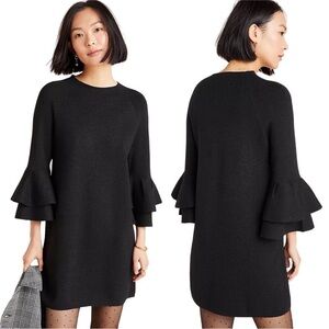 Anthropologie Claudette Black Metallic Ruffled Sweater Dress S